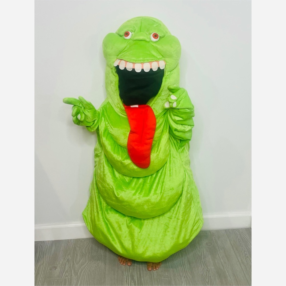 Kids Green Slimer-Style Halloween Costume with Red Tongue -